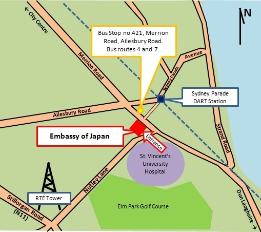在アイルランド日本大使館場所
